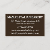 ティラミスデザートフードイタリアンベーカリーレストラン 名刺 (裏面)