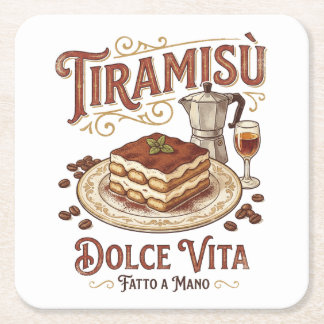 ティラミス ドルチェ ヴィータ イタリアンデザート スクエアペーパーコースター