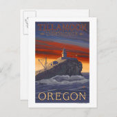 ティラモックライトハウスヴィンテージ旅行ポスター ポストカード (正面/裏面)