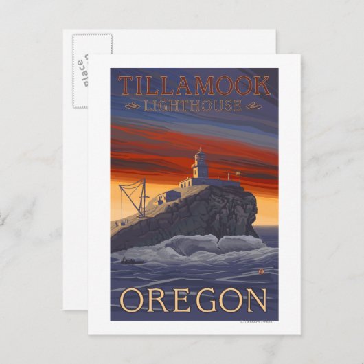 ティラモックライトハウスヴィンテージ旅行ポスター ポストカード (正面/裏面)