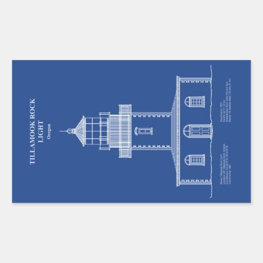 ティラモックロックライトハウス – オレゴン – AD 長方形シール (正面)