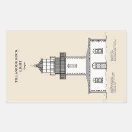 ティラモックロックライトハウス – オレゴン – SBD 長方形シール