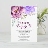 ティリアンパープルウォーターカラー花フローラ婚約 招待状 (スタンド正面)