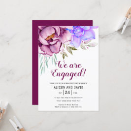 ティリアンパープルウォーターカラー花フローラ婚約 招待状