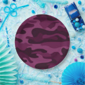 ティリアンパープルモノカラー迷彩柄 ペーパープレート (パーティー)