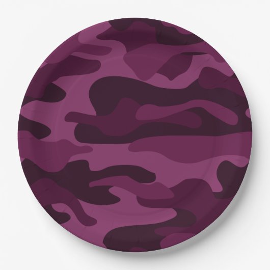 ティリアンパープルモノカラー迷彩柄 ペーパープレート (正面)