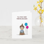 ティリケ・メッド・フェルセルスダーゲン、デンマークハッピーバースデー カード (黄色い花)