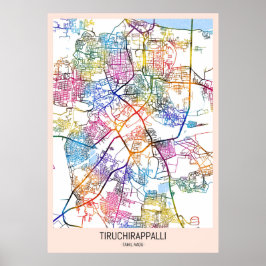 ティルチラーパッリ タミル・ナードゥ州の市街地図 ポスター