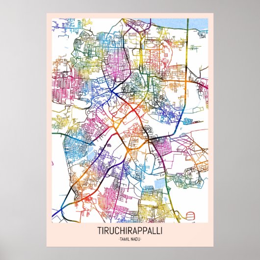 ティルチラーパッリ タミル・ナードゥ州の市街地図 ポスター (正面)