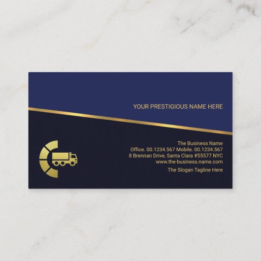 ティルティング金ゴールド線青色の影付き物流輸送 名刺 (裏面)