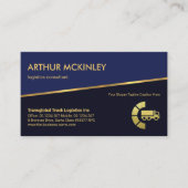 ティルティング金ゴールド線青色の影付き物流輸送 名刺 (正面)