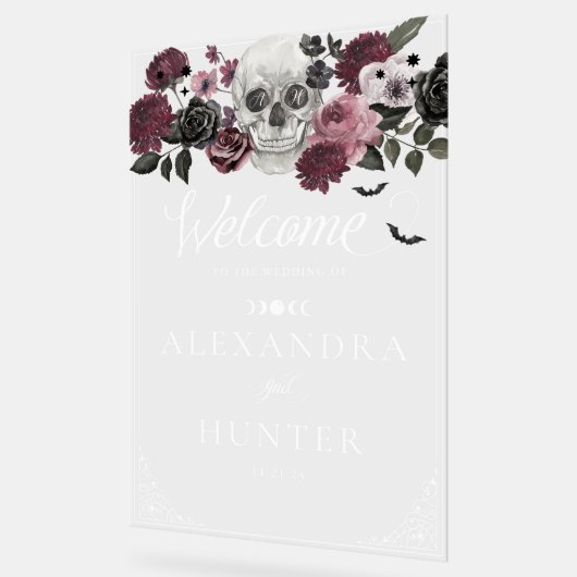 ティルデスウォーターカラースケルトンバラゴシック結婚ズ アクリルサイン (傾斜)