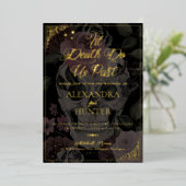 ティルデスウォーター色フローラスカルゴシック結婚ズ 箔招待状 (立ち正面)