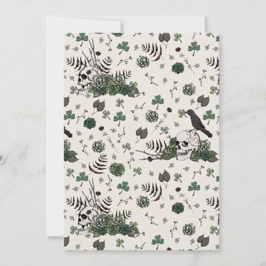 ティルデスゴシックアイリッシュフローラスカルブライダルシャワー 招待状 (裏面)