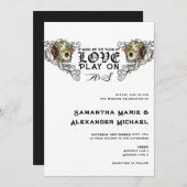 ティルデスゴシックグラムスカルブラックフローラ結婚ズ 招待状 (正面/裏面)