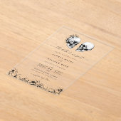 ティルデスゴシックスカルダークブラックフローラ結婚ズ アクリル招待状 (レイダウン)