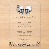 ティルデスゴシックスカルダークブラックフローラ結婚ズ アクリル招待状 (正面)