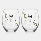 ティルデスゴシックハートフローラスカル結婚式の引き出物 ステムなしワイングラス (裏面)