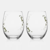 ティルデスゴシックハートフローラスカル結婚式の引き出物 ステムなしワイングラス (左)