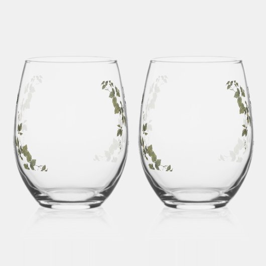 ティルデスゴシックハートフローラスカル結婚式の引き出物 ステムなしワイングラス (左)