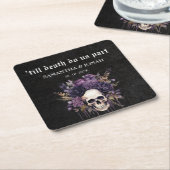 ティルデスゴシックフローラスカル結婚式の引き出物 スクエアペーパーコースター (アングル)