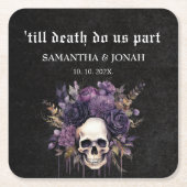 ティルデスゴシックフローラスカル結婚式の引き出物 スクエアペーパーコースター (正面)