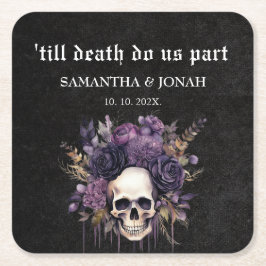 ティルデスゴシックフローラスカル結婚式の引き出物 スクエアペーパーコースター