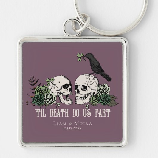 ティルデスゴシック赤面ピンクフローラスカル キーホルダー (正面)