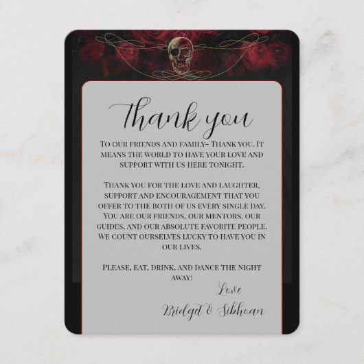 ティルデススカルゴシック感謝披露宴カード エンクロージャーカード (正面)