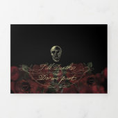 ティルデストリフォールドダークエレガントウェディング招待状 三つ折りプログラム (カバー)