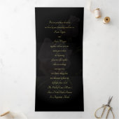 ティルデストリフォールドダークエレガントウェディング招待状 三つ折りプログラム (内部)