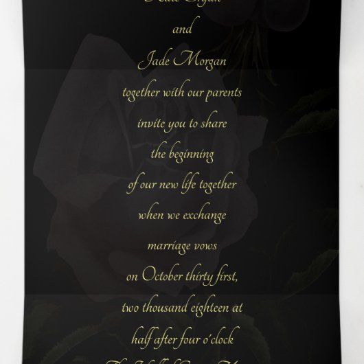 ティルデストリフォールドダークエレガントウェディング招待状 三つ折りプログラム (内部中)