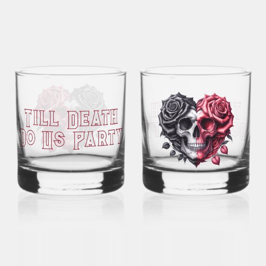 ティルデスドウアメリカパーティースカル赤と黒のバラ ウイスキーグラス (裏面)