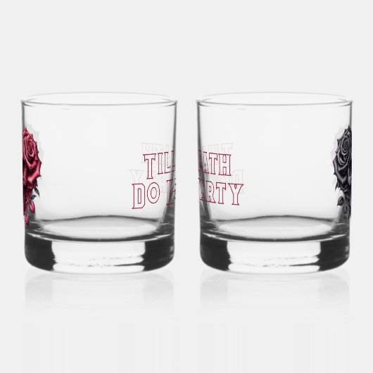 ティルデスドウアメリカパーティースカル赤と黒のバラ ウイスキーグラス (左)