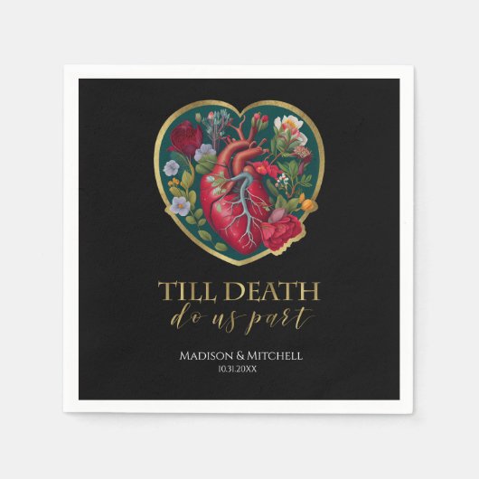 ティルデスドウスパートゴシックハートハロウィーン金ゴールド スタンダードカクテルナプキン (正面)