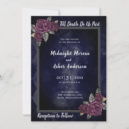 ティルデスドウスパートネイビーブルー結婚式招待状 招待状 (正面)