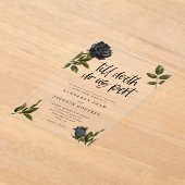 ティルデスドウスパートブラックバラ秋の結婚式 アクリル招待状 (レイダウン)