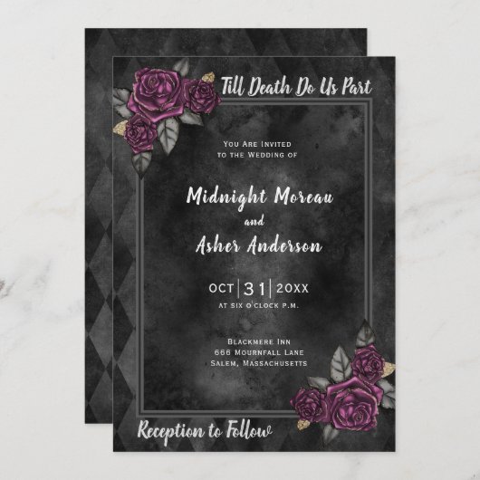 ティルデスドウスパートブラック結婚式招待状 招待状 (正面/裏面)