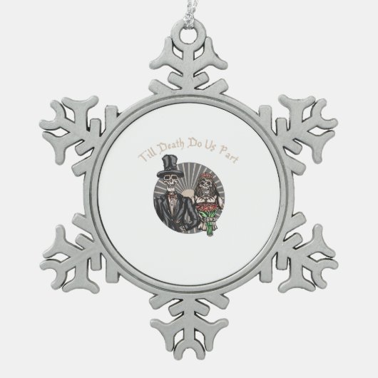 ティルデスドウスパート – 新婚スカル結婚したCou スノーフレークピューターオーナメント (正面)