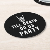 ティルデスドウusパーティーブラックスケルトンパーティー ラウンドペーパーコースター (アングル)