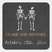 ティルデスハロウィーンスケルトンオレンジブラック結婚ズ スクエアシール (正面)