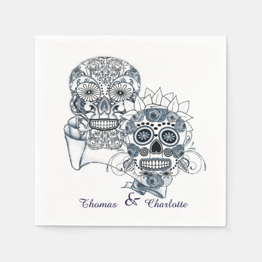 ティルデスパートシュガースカル新郎新婦 スタンダードカクテルナプキン (正面)