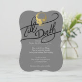 ティルデスモダン金ゴールド結婚スカル 招待状 (スタンド正面)