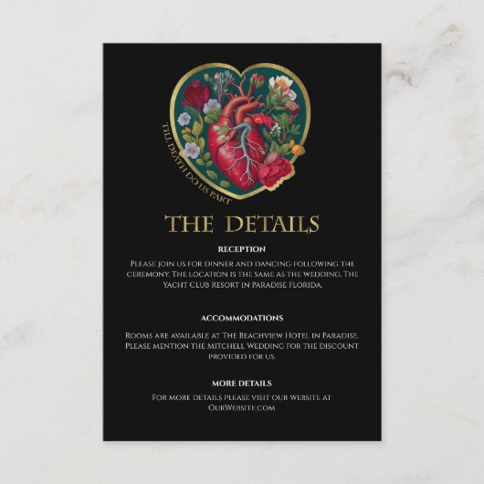 ティルデス私たちパートゴシックハートハロウィン結婚ズ エンクロージャーカード (正面)