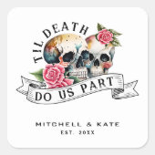 ティルデス私たちパートスカル&バラホワイト結婚ズ スクエアシール (正面)