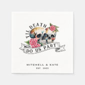 ティルデス私たちパートスカル&バラホワイト結婚ズ スタンダードカクテルナプキン (正面)