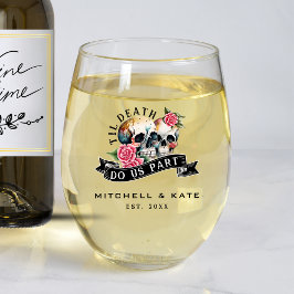 ティルデス私たちパートスカル&バラホワイト結婚ズ ステムなしワイングラス