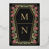 ティルデス私たちパートバラブラックゴシック結婚ズ 箔招待状 (裏面)