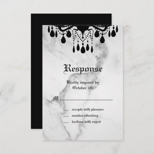 ティルデス私たちパート大理石RSVP 出欠カード (正面/裏面)