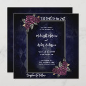 ティルデス私たち部分的ダークブルー結婚式招待状 招待状 (正面/裏面)